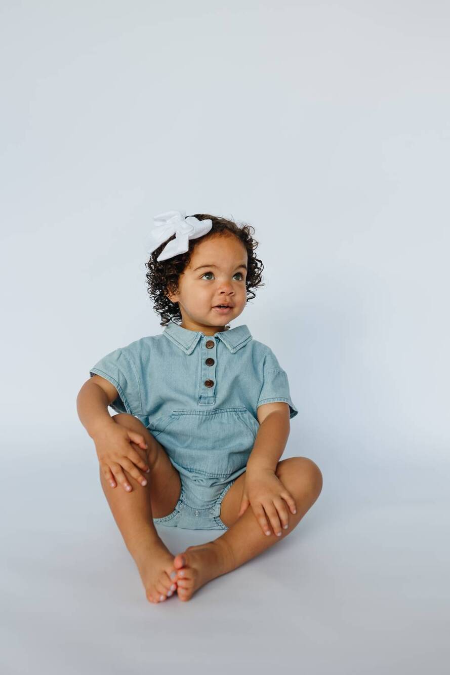 NEW BLEU & CO. baby bubble romper in scout denim - Picture 5 of 5